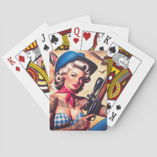 Tattooed Cowgirl Pin-up Playing Cards