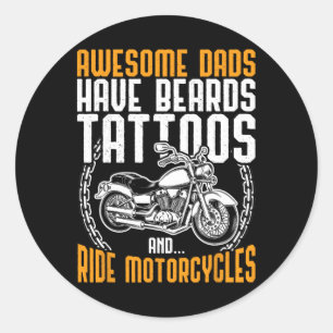 Tattooed Dad Motorcycle Fathers Day Gift Funny Tat Classic Round Sticker