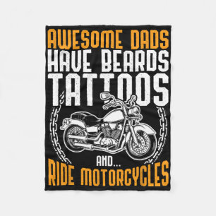 Tattooed Dad Motorcycle Fathers Day Gift Funny Tat Fleece Blanket