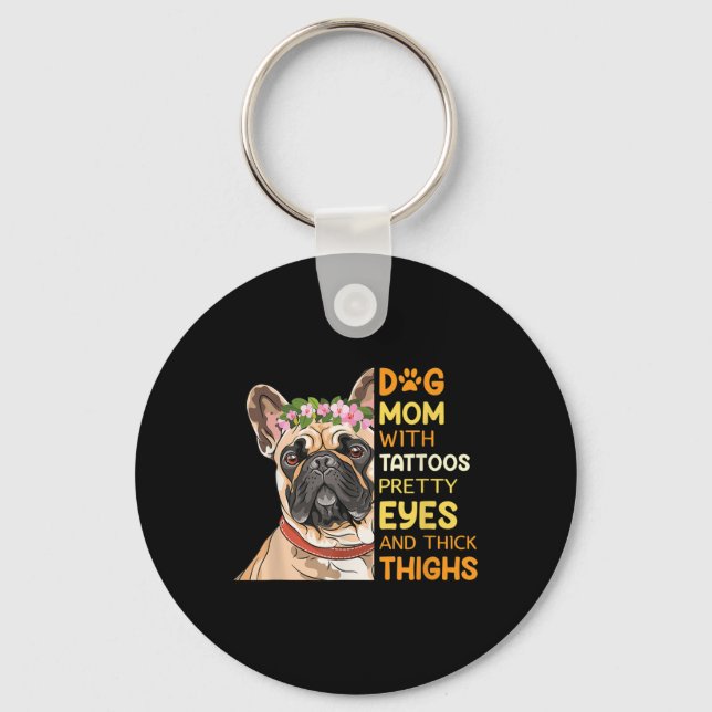 Tattooed Dog Mum Temporary Tattoos Inked Tattooed  Key Ring (Front)