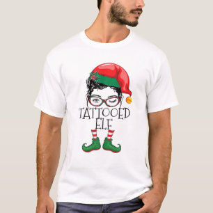 Tattooed Elf Matching Family Pyjamas Christmas Xma T-Shirt