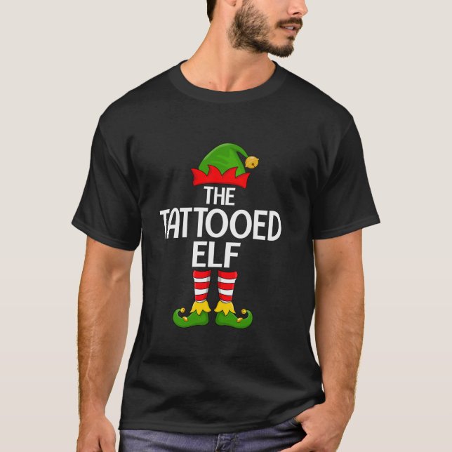Tattooed Elf Xmas Matching Family Elf Squad Christ T-Shirt (Front)