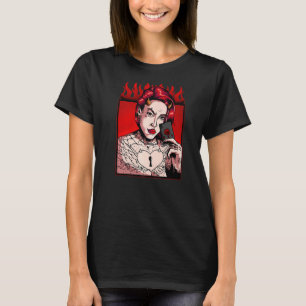 Tattooed Evil Girl Unholy Anti Christ Demonic Foll T-Shirt