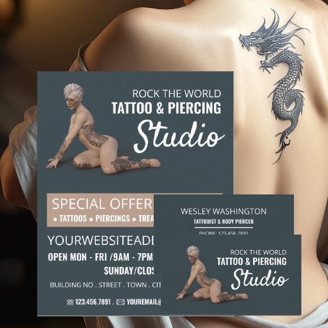 Tattooed Female, Tattoo & Body Piercing Studio Flyer (Creator Uploaded)
