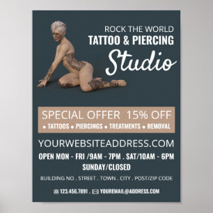 Tattooed Female, Tattoo & Body Piercing Studio Poster