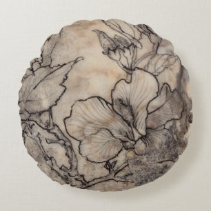 Tattooed Floral I Round Cushion