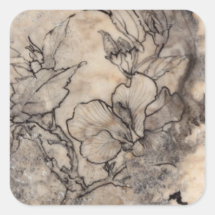 Tattooed Floral I Square Sticker