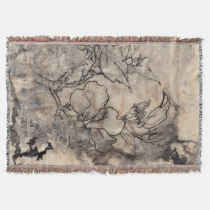 Tattooed Floral I Throw Blanket