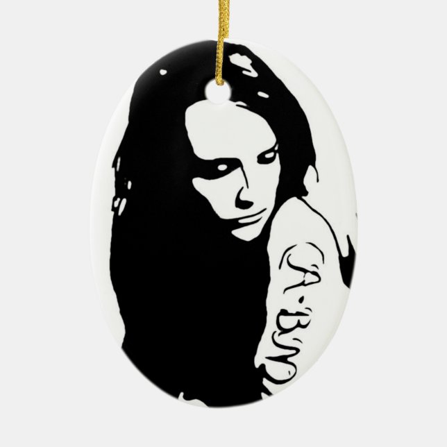 Tattooed Girl Ceramic Tree Decoration (Front)
