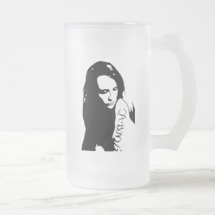 Tattooed Girl Frosted Glass Beer Mug