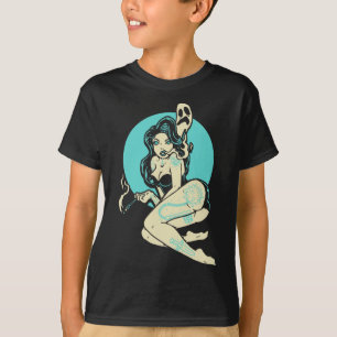 Tattooed Goth Pin-up Girl Horror Ghost Moon Rockab T-Shirt