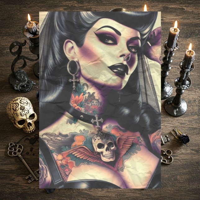 Tattooed Gothic Woman Tissue Paper (Creator Uploaded)