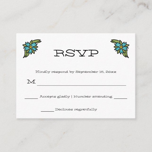Tattooed Hearts, Tattoo Graphic Wedding RSVP Enclosure Card (Front)