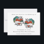 Tattooed Hearts, Tattoo Graphic Wedding Save The Date<br><div class="desc">This custom wedding save the date card features tattoo style graphics with retro style hearts in red with blue flower accents that are ready to be personalised with the name of the bride and groom. The freehand style tattooed graphic has a retro feel.</div>