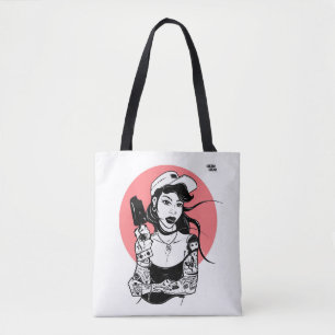 TATTOOED ICE CREAM GIRL TOTE BAG