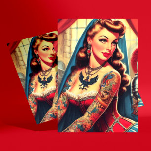 Tattooed Mediaeval Girl Postcard
