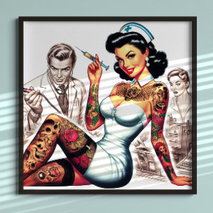 Tattooed Nurse Pin-up Poster