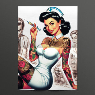 Tattooed Nurse Pin-up Tissue Paper
