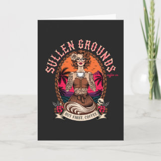 Tattooed Pinup Coffee Lady Retro Vintage Card