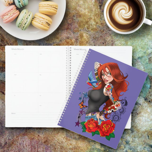 Tattooed Redhead Woman Sleeves Purple Planner (Creator Uploaded)