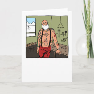 Tattooed Santa Christmas Card