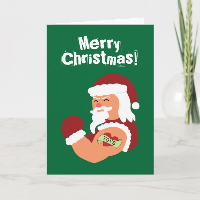Tattooed Santa Holiday Card (Front)