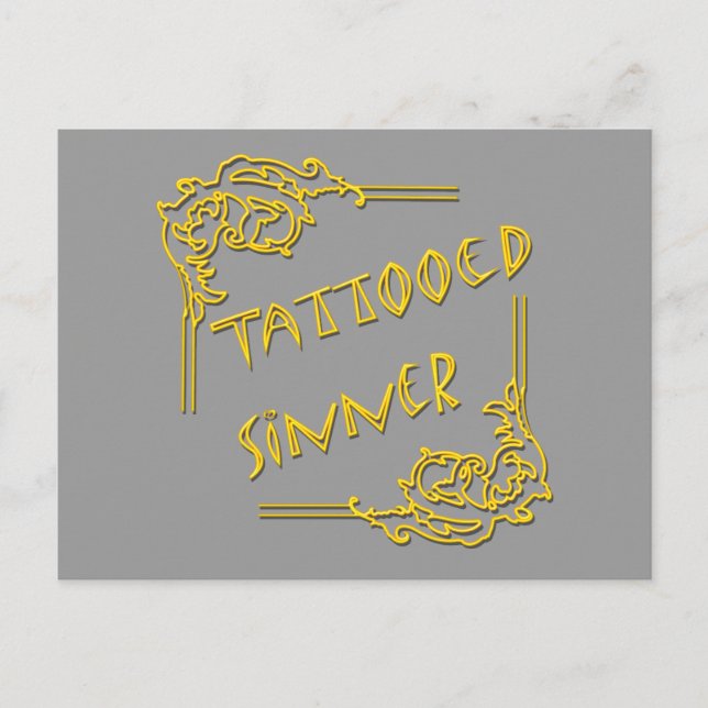 Tattooed Sinner yellow Postcard (Front)