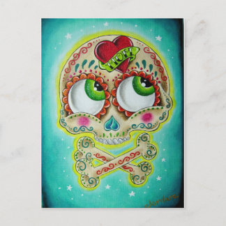 Tattooed skull postcard
