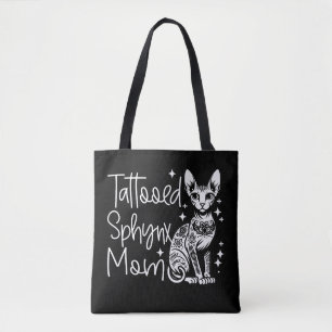 Tattooed Sphynx Mom Cat Gift Tote Bag