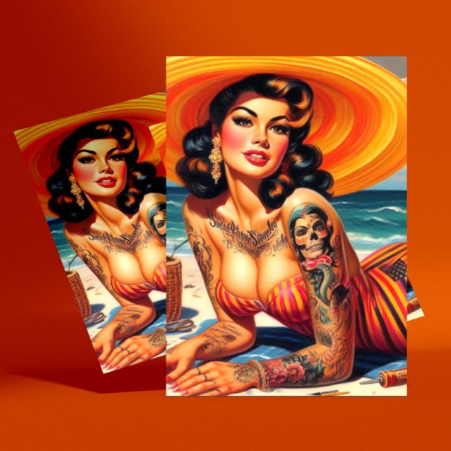 Tattooed Summer Pin-up Postcard (Creator Uploaded)