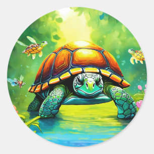 "Tattooed Tortoise: Timeless and Bold" "Kachhua Ta Classic Round Sticker