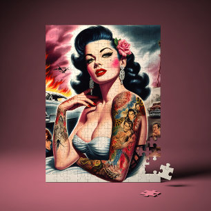 Tattooed Vintage Pin-up Jigsaw Puzzle