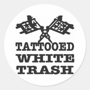 Tattooed White Trash Classic Round Sticker