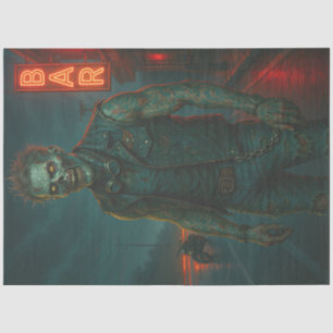 Tattooed Zombie Biker   Gothic Halloween Undead  Tissue Paper