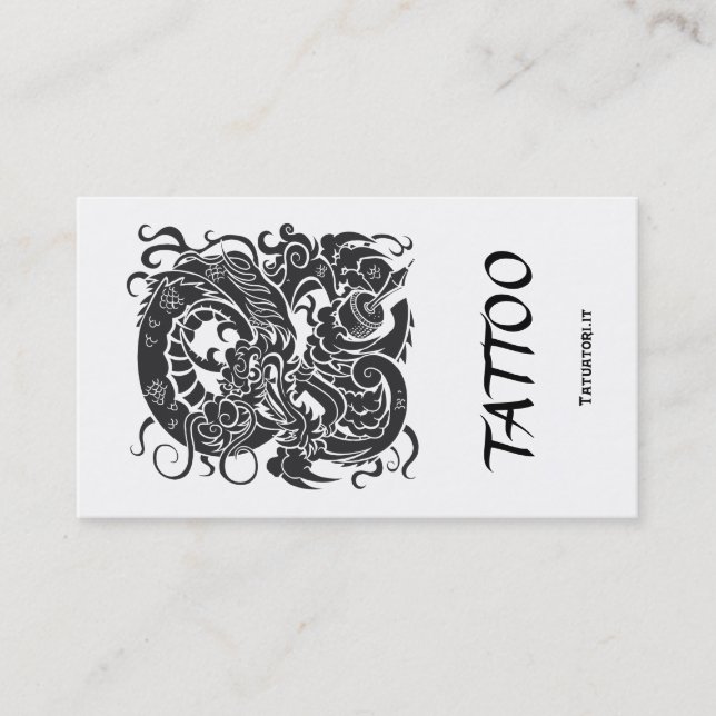 Tattooer Dragon BW Blank Business Card (Front)