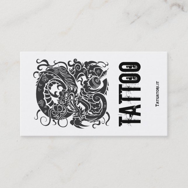 Tattooer Dragon BW Business Card (Front)