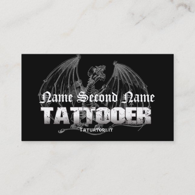 Tattooer Medieval Dragon Business Card (Front)