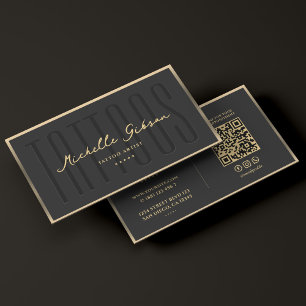 Tattooist Tattoo Artist Faux Gold Frame Modern Business Card