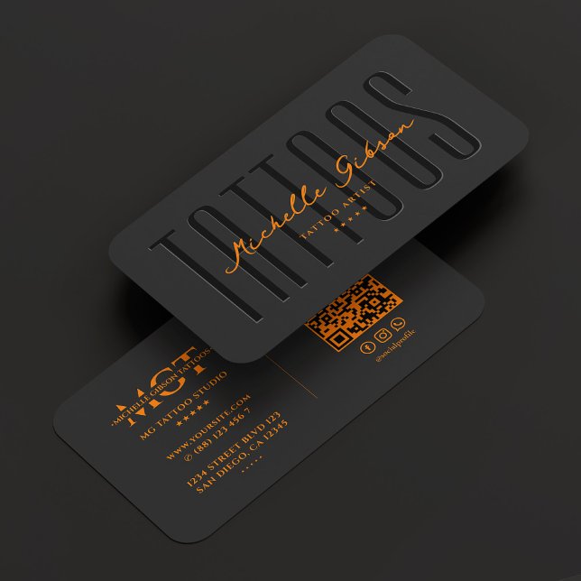 Tattooist Tattoo Artist Tattoos Black Orange Business Card (Tattooist Tattoo Artist Tattoos Black Orange Business Card
)