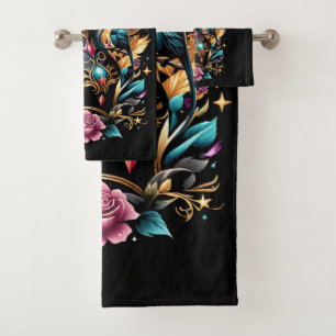 Tattoos And Roses 2 Bath Towel Set