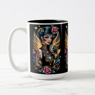 Tattoos And Roses 2 Two-Tone Coffee Mug
