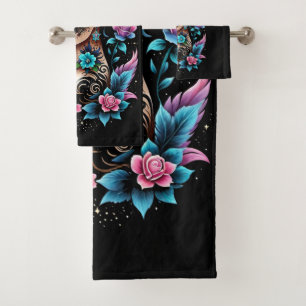 Tattoos And Roses Bath Towel Set