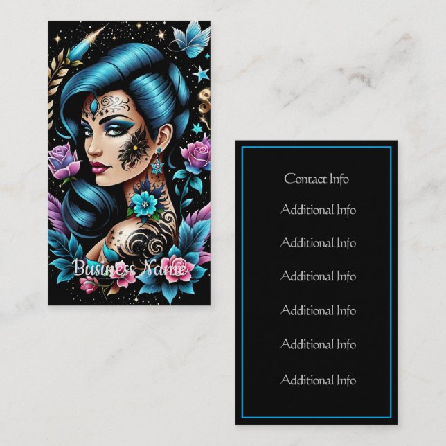 Tattoos And Roses Business Card (Front/Back)