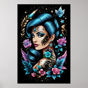 Tattoos And Roses Poster