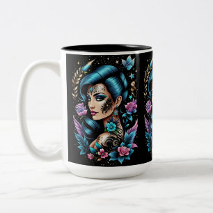 Tattoos And Roses Two-Tone Coffee Mug