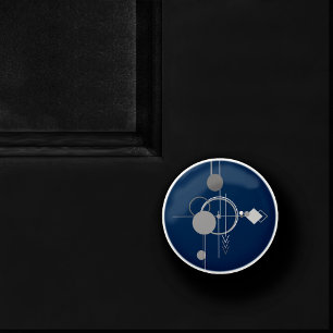 Tattoos Line Art Abstract Navy Blue Dark Grey Ceramic Knob