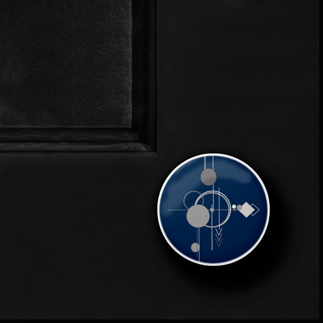 Tattoos Line Art | Abstract Navy Blue Dark Grey Ceramic Knob (Creator Uploaded)