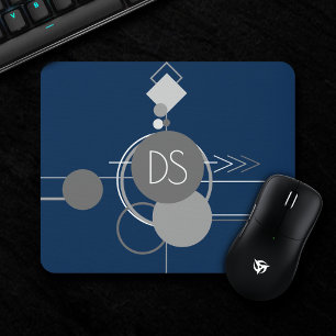 Tattoos Line Art   Abstract Navy Blue Grey Custom Mouse Mat