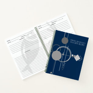 Tattoos Line Art Navy Blue Grey Favourite Recipe Notebook