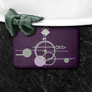 Tattoos Linework Bohemian Purple Green Abstract Bath Mat